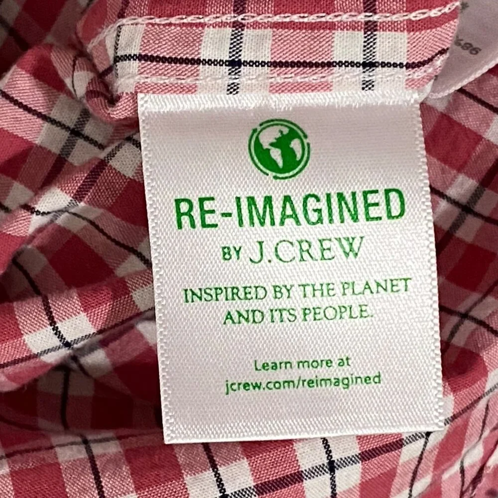 J Crew Flex Washed Slim Untucked Plaid Shirt L‎ Red